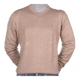 Pull Tommy Hilfiger Col V Beige homme 332295 Pull Tommy Hilfiger Col V Beige homme 332295
