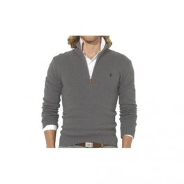 Pull Ralph Lauren Gris Foncé col Zip homme Pull Ralph Lauren Gris Foncé col Zip homme