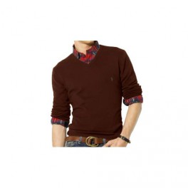 Pull Ralph Lauren Col V Marron homme Pull Ralph Lauren Col V Marron homme