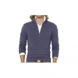 Pull Ralph Lauren Bleu col Zip homme Pull Ralph Lauren Bleu col Zip homme