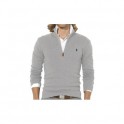Pull Ralph Lauren Gris Clair col Zip homme
