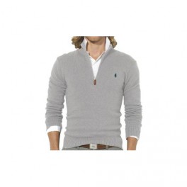 Pull Ralph Lauren Gris Clair col Zip homme Pull Ralph Lauren Gris Clair col Zip homme