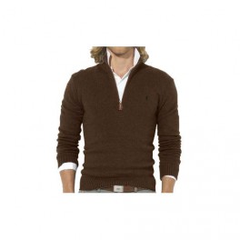 Pull Ralph Lauren Marron col Zip homme Pull Ralph Lauren Marron col Zip homme
