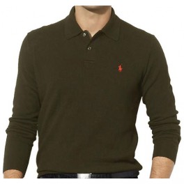 Pull Ralph Lauren Laine Col chemisé Vert homme Pull Ralph Lauren Laine Col chemisé Vert homme