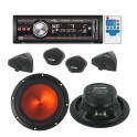 Pack autoradio CD/MP3 4x70w + kit haut-parleurs 16cm 600w