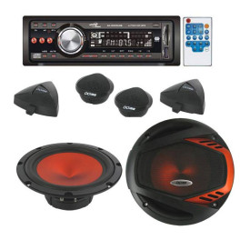 Pack kit haut-parleurs 16cm 600w + autoradio CD/MP3 4x70w