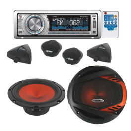 Pack kit haut-parleurs 16cm 600w + autoradio CD/MP3 4x80w