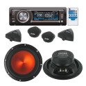 Pack autoradio CD/USB 4x80w + kit haut-parleurs 16cm 600w