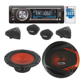 Pack kit haut-parleurs 16cm 600w + autoradio CD/USB 4x80w