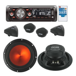 Pack autoradio CD/MP3 4x80w + kit haut-parleurs 16cm 600w